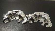 Vtg.Pair Brass Nickel Plated Setter  Figurines Paperweight picture