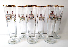 6 Lindemans Merchant Du Vin Framboise Gold Rim Beer Glass Set picture
