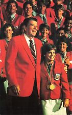 Postcard President Ronald Reagan Mary Lou Retton Gymnastics Los Angeles Olympics picture