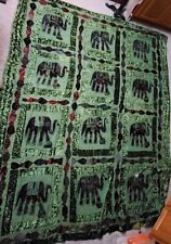 Antique Handmade Elephants On Parade Afghan Throw Blanket 9 Foot Long  picture
