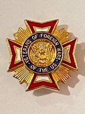 Vintage Veterans Of Foreign Wars Lapel Pin US Red White Blue Enamel Pinback picture