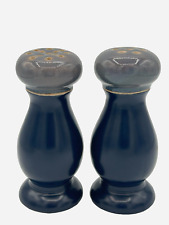 Vintage Denby Stoneware Harlequin Salt & Pepper Shakers Set Blue Grey England picture