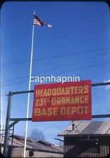 231st Ordnance Headquarters Sign US American Flag Vintage WWII Color Slide Photo picture