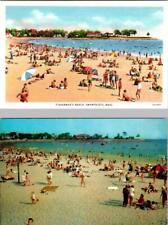 2~Postcards Swampscott MA Massachusetts FISHERMAN'S BEACH 40's Linen~50's Chrome picture