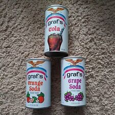 3 DIFFERENT Vintage Graf’s 1776-1976 SODA POP CANS - GRAPE - COLA - ORANGE SODA picture