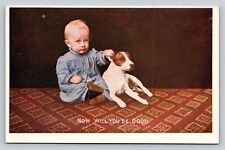Antique Unposted Postcard Baby Tugs Jack Russell Dog Ear Now Will You Be Good picture