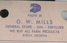 1958 G.W. Mills Byron Georgia General Store Farm Products Plus Weight Form 333 picture