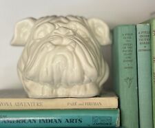 Vintage Mid-Century Modern Fitz & Floyd White Ceramic Bulldog Head Bookend 1976 picture