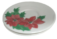  Vintage American Atelier Poinsettia Saucers Plates Set of Two Christmas 6.25