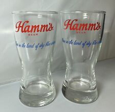 Vintage 1960s Hamm's Beer Land of Sky Blue Waters Beer Glasses 5.5” Tall picture