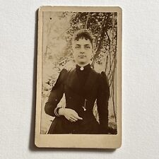 Antique CDV Photograph Beautiful Young Woman Corset Outside picture