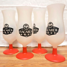 Vintage 2006 Bacardi Gras Plastic Frosted Hurricane Glasses Set of 4 picture