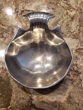 Silver Aluminum Sea Shell Footed Serving Bowl Small Trinket Dish 4.5 X 4.5