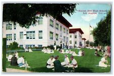 1916 Exterior Manual Arts High School Students Los Angeles California Postcard picture