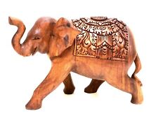 Elephant Statue Hand Carved With Tusks Solid Wood Bali Indonesia By Zenda Import picture