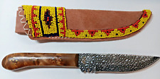 United Cutlery Plains Indian Knife Damascus Beaded Sheath Native American 9 Inch picture