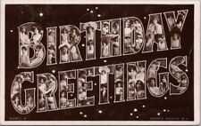 Vintage HAPPY BIRTHDAY Large Letter Greetings Postcard Rotary Photo 1906 Cancel picture