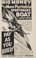 1937 Print Ad Mead Gliders Portable Sportsman's Boat Chicago,Illinois picture