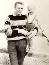 R3 Photograph Man Boy Father Son Fence 1966 picture
