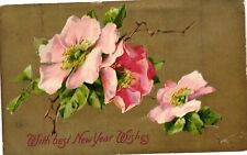 Vintage Postcard- Vintage Postcard of New Year Wishes with Pink And  Early 1900s picture