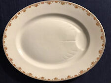 HUGE Antique French Turkey Platter BER582 Floral & Gold No Damage to Porcelain picture
