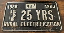 RARE 1960 Reddy Kilowatt Rural Electrification Booster License Plate 25 YR STEEL picture