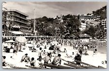 (Beach) Playa de Caleta.  Acapulco Mexico Real Photo Postcard. RPPC picture