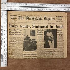 Sec A From Philadelphia inquirer from March 15, 1964. Jack Ruby Guilty. JFK picture