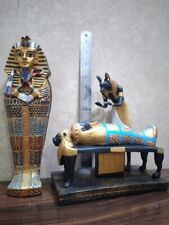 ANTIQUE ANCIENT EGYPTIAN Statue Afterlife Anubis Mummify & King Tutankhamun BC picture