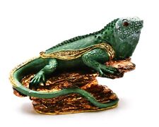 Jeweled Iguana on Branch Trinket Box. Hand Crafted with Swarovski Crystals picture