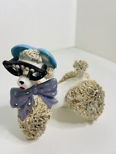 Vintage White Spaghetti Poodle in Blue Hat Cat Eye Glasses and Bow Tie Kitsch picture