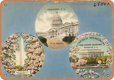Metal Sign - Washington DC Postcard - Washington, D. C., U. S. Capitol. Washing picture
