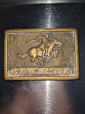 Vintage Winchester Firearms Rifle Logo Solid Brass 1978  BTS Made In USA picture