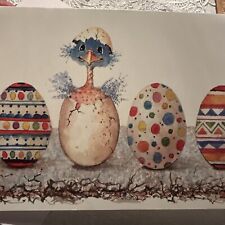 Vtg Easter Greeting Card UNUSED Carolyn Shores Wright Chick Hatching W/ En picture