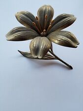 Signed Vintage Rare Mid Century Lotus Flower Ashtray  6 Removable Petals Metal picture