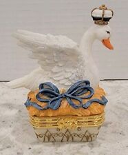 Trinket Box Goose that Laid the Golden Egg Hinged Lid Ornament Vintage picture