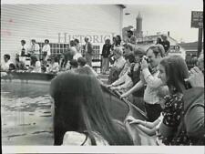 1973 Press Photo Visitors watch a killer whale at Seattle Marine Aquarium picture