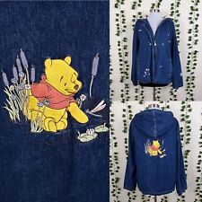 Rare Vintage 2000s The Disney Store Winnie the Pooh Denim Coat Zip Jacket Hood picture