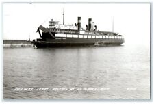 1940 Railway Ferry Steamer Docking St. Ignace MI Chief Ship RPPC Photo Postcard picture