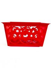 MCM Vintage Kitsch Daisy Flower Plastic Napkin Holder Basket Style in Red picture