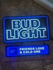 Bud Light Thermometer Cooler Wide Iconic Neon Beer Bar Sign In Box  Budweiser picture