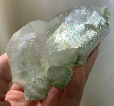 GORGEOUS RARE LARGE PEACH GREEN APOPHYLLITE SCOLECITE TERMINATED CRYSTAL INDIA picture