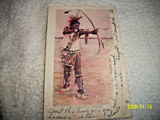 1904  NATIVE AMERICAN BRAVE WITH BOW & ARROW. WASHINGTON STATE CANCEL 1904 picture