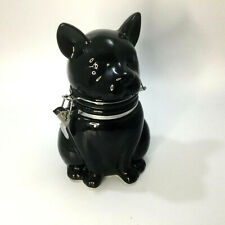 Hinged Storage Ceramic Cookies Jar Black French Bulldog 8.5