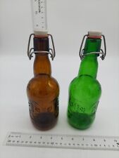 2 Vintage Grolsch Amber (Brown) & Green Beer Bottles Porcelain Swing Top Lid picture