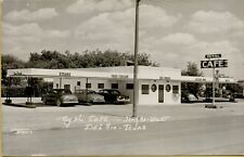 Exterior Street View Royal Cafe Old Cars Hwy 90 Del Rio TX RPPC Postcard C39 picture