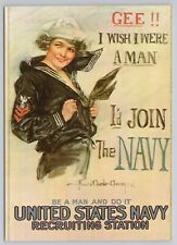 Postcard Gee I Wish I were a Man I'd Join The Navy World War 1 Poster picture