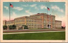 Lowell Textile School Massachusetts MA Linen Postcard PM Cancel WOB Note VTG 1c picture