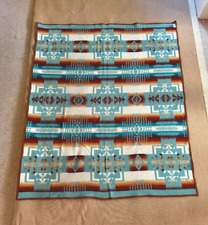 Pendleton Chief Joseph Aqua Twin Wool & Cotton Blanket 80