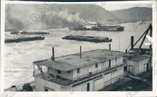1933 Flood At Pittsburgh Pennsylvania Tears Barges Loose On River Press Photo picture